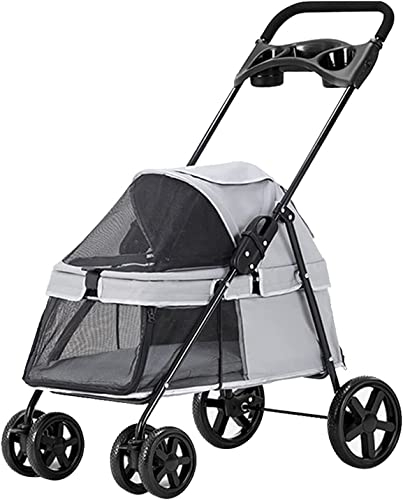 Pet Gear Hundebuggys für kleine Hunde, Hundebuggy für Katzen mit Getränkehalter, atmungsaktiver Premium-Hundebuggy (Hellgrau a) (Hellgrau a)