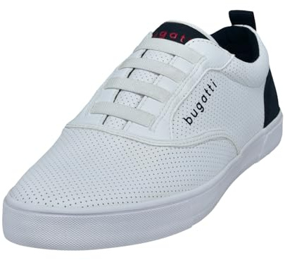 Bugatti Scarpe da Uomo comode con Lacci in Memory Foam, Eleganti, Casual, Facili da Indossare, in Solette intercambiabili, Bianco, 40 EU
