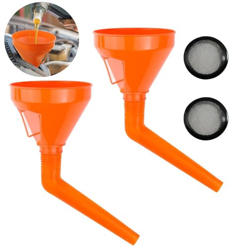 2 Stück Trichter Groß 1,2 Liter Trichter mit Schlauch Einfülltrichter Kfz Plastik Filter Universal Trichter Benzin Mit Sieb für Ölwechsel, Auto,Werkstatt