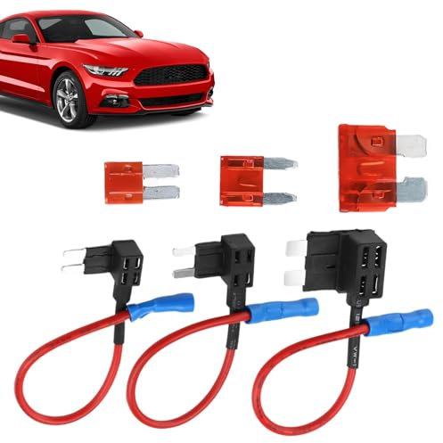 3Pcs Fuse Taps Set, Small Adding a Circuit Adapter Car Fuse Tap Kit Piggy Back Blade Fuses Holder with 12V 24V Universal 10A Wire Harness and Low Profile Tap Adapter for Car Truck Boats