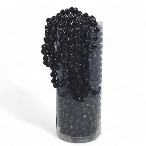 MIJOMA Guirnalda de perlas – Elegante cinta de perlas, collar de perlas y cuerda decorativa | Elegante decoración de mesa, Navidad, Adviento, boda, perlas decorativas de 8 mm, 10 metros (negro)