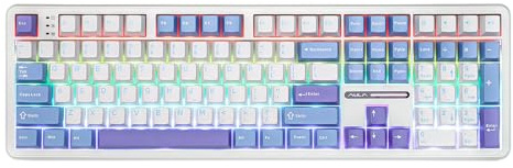EPOMAKER Aula F108 Wireless Gaming Keyboard, Full Size Mechanical Keyboard with 4000mAh Battery, 108 Hot-Swappable and Programmable Keys, RGB Backlight, for Mac/PC/Android (White&Blue)