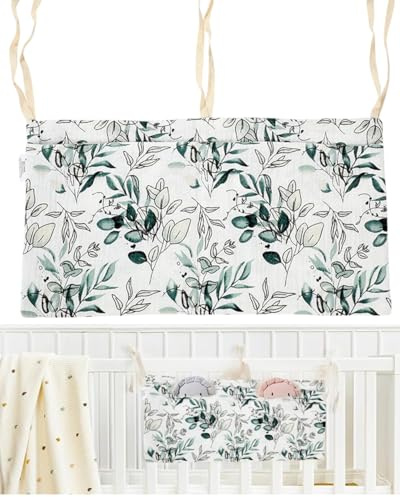 KGDUYC Sac Rangement pour Lit Bébé, Sac de Rangement Suspendu, Suspendu Organisateur de Couches, Rangement Suspendu Lit Bebe avec 2 Poches, pour Stocker des Vêtements, des Couches, diaper caddy