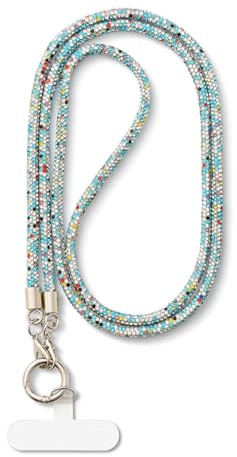 AOKSUNOVA Correa para Móvil con Strass, Cordón Universal para Colgar, Correa Larga para Smartphone, Multicolor