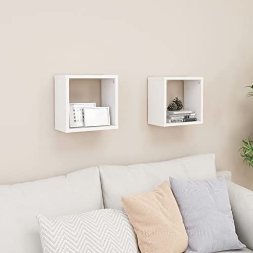 Refined Estantes Cubo de Pared 2 Unidades Blanco 26x15x26 cm