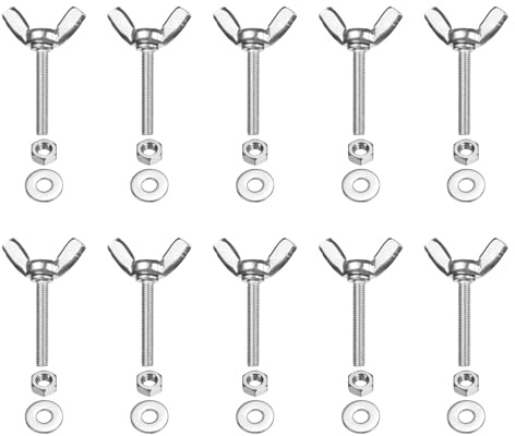 PATIKIL M3-0.5 x 20 mm Wing Butterfly Screw, 10 Pcs 304 Stainless Steel Wing Nuts and Bolts Machine Fastener Thumb Hand Screws for Electronic Equipment DIY Tools, Silver