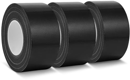ANOMM 3 Rotoli PE Tessuto Adesivo per Stoffa, 3.8CM x 20M Toppe di Riparazione per Piumini, Esterno Impermeabile Patch Tessuto Adesivo per Tende, Telo Copri Camion, Tenda da Sole (Nero)