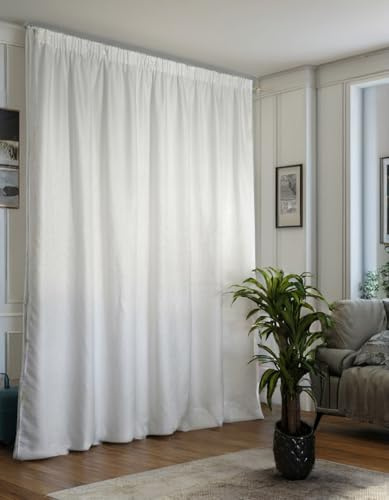 Cortina con cinta fruncidora blanca – Tejido filtrante de privacidad – Panel 200/280 cm – Para rieles de 100 a 170 cm – Altura de 180 a 295 cm – Modelo Alessia – Tamaño 200 x 280 cm