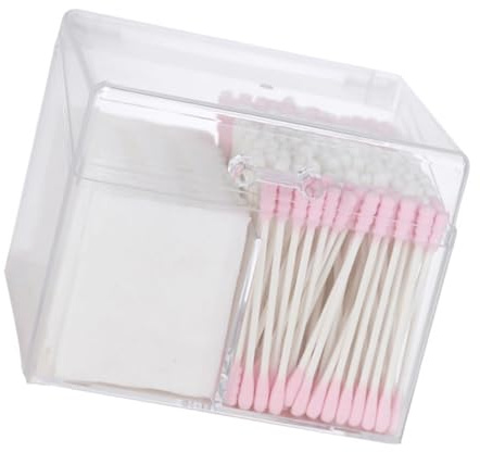 SUNGOOYUE Organizer per Bastoncini di Cotone Trasparenti in Acrilico di Alta qualità con Coperchio, Contenitore Trasparente Antipolvere Impermeabile per Bastoncini di Cotone, Rossetto, Dispenser