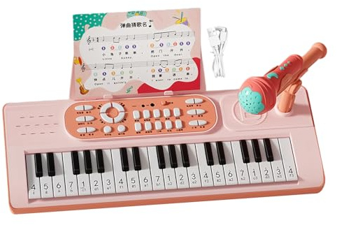 Tastiera di pianoforte per – Strumenti ricaricabili ABS a 37 tasti con microfono | 16.54*6.69 Pollici 2 Modalità di Gioco Giocattolo Pianoforte per Ragazza Ragazzi Natale Compleanno Ragazza Ragazzo