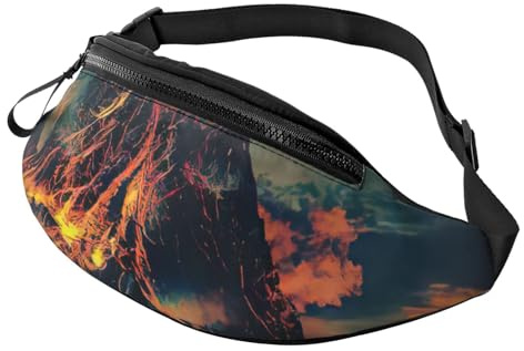 Vulkan tryck unisex pack midjeväska justerbar lätt resetillbehör handväska utomhusutrustning