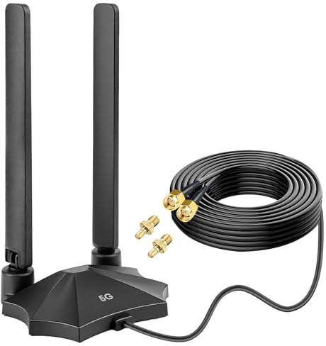 Nelawya 5G LTE 4G Antena Amplificador de Señal 5dBi SMA TS9 Antena Radiante Externa con Base Magnética y Cable de 2 m para Router, Módem, Hotspot, Gateway, Sistemas de Vigilancia, IoT y Smart Home