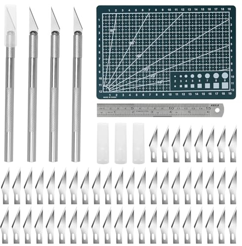 Juego de Cuchillo Manualidades, 4 Bisturís con 50 Cuchillas y Accesorios