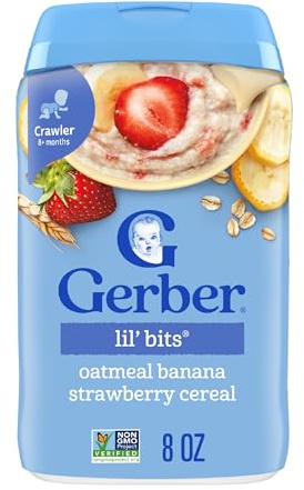 Gerber Stage 3 Baby Food, Oatmeal Banana Strawberry Cereal, Whole Grains, Iron, Baby Oatmeal Cereal, 6-Pack
