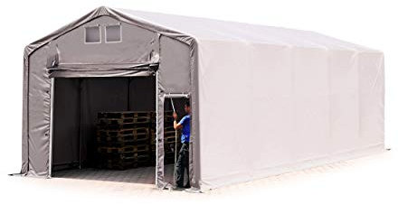 TOOLPORT Lagerzelt Zelthalle 6x10 m mit Hochziehtor - robuste PRIMEtex PVC Plane 2300 N - Wasserdicht 3m Seitenhöhe