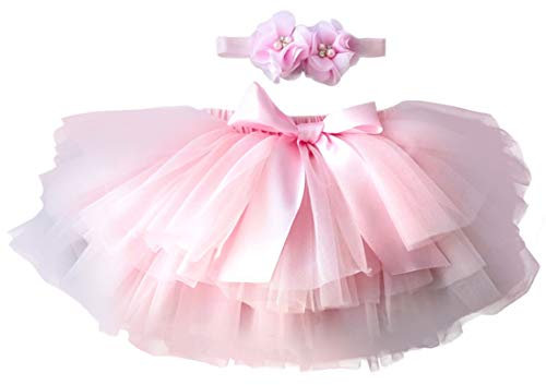 YONKINY Baby Mädchen Tutu Rock Prinzessin Tüllrock Minirock Baby Fotoprops Reifrock Ballettrock für Fotografie Geburtstag, Größen L für 1-2 Jahre, Rosa