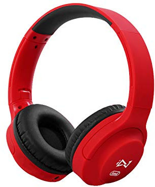 Trevi DJ 601 M HiFi-Stereo-Kopfhörer mit Mikrofon für Smartphone, Antwort-Taste und klappbares Kopfband, faltbares Design und Anrufsteuerung, Kabellänge 1,2 m, Rot