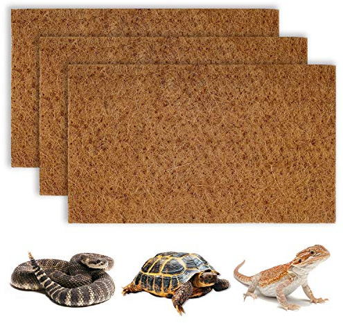 BWOGUE Reptile Carpet Natural Coconut Fiber Tortoise Lizard Mat,3 Pack Pet Terrarium Liner for Lizard Snakes Chamelon Geckos Turtle Bedding Mat Reptile Supplies