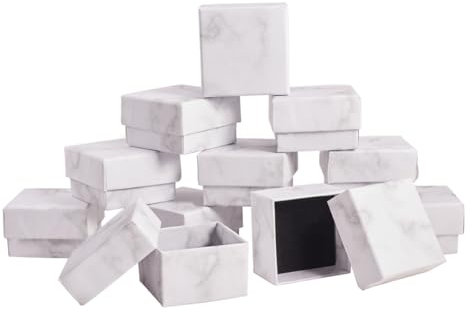 24 scatole regalo bianche da 5,1 x 5,1 cm, piccole scatole di cartone per gioielli, bracciali, scatole regalo