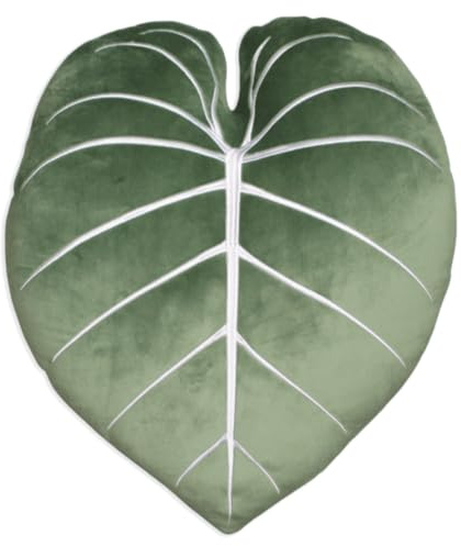Philodendron Gloriosum Moody Green – bladkudde, dekorativ, säng, blomma, dekorativ, söt kudde perfekt för växtälskare, grön tumvänner och familj, accent + dekorkudde