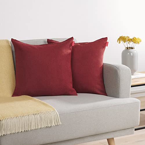 Blumtal 2er Set Kissenbezug 40x40 rot - kuschelige Chenille Kissenbezüge mit verstecktem Reißverschluss, Oekotex Zertifizierte Kissenhülle für Deko-Kissen Sofakissen Polster & Zierkissen