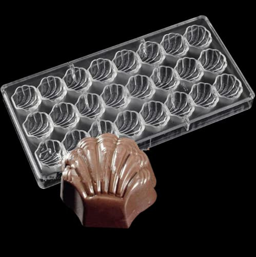 Binwat 24 Grid Chocolate Candy Mold PC Polycarbonate Chocolate Making Mould (Scalloped Shell)