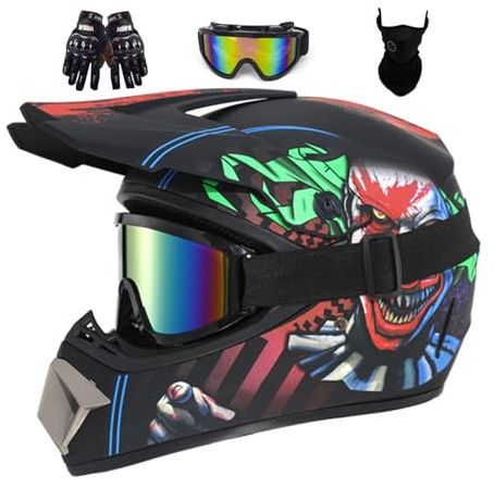 Casco da motocross Fullface MTB per bambini, guscio in ABS, casco da moto da uomo e da donna, downhill, casco da moto per bambini, ATV, con occhiali e guanti