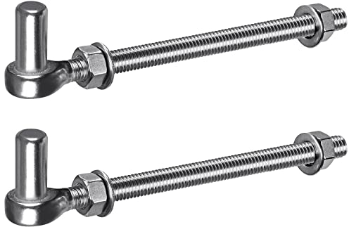 Insaga M12x 254mm J-Bolzen Torscharnier, 304 Edelstahl J-Bolzen Pfostenscharnier mit 15,8mm männlichen Stift J-Bolzen Scharnier, Torscharnier Bolzen für Metall Bauernhof Tore durch Post (2Stück)