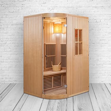 PureHaven, sauna a infrarossi, 125 x 110 x 190 cm, per 2 persone, combinata con forno per sauna in legno canadese, a risparmio energetico