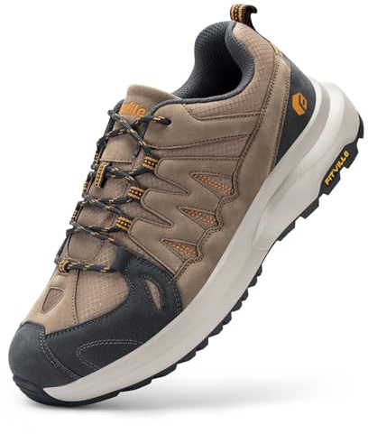 FitVille Scarpe da Escursionismo Uomo Extra Large Traspiranti Sneakers Running Antiscivolo Scarpe Trekking Ammortizzate con Supporto Plantare Marrone 44.5 EU Larga