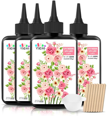 YIEHO UV harts genomskinlig, 400 g UV harts hård kristallklar transparent UV epoxiharts uv för smyckestillverkning gör-det-själv hantverk