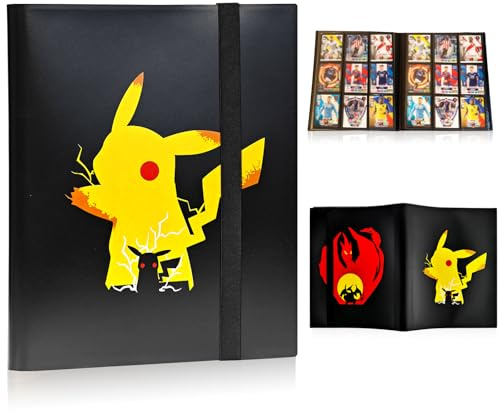 COQOYO Sammelkarten Album für 360 Karten, Groß Sammelalbum Sammelmappe Sammelheft Sammelbuch mit 9 Seitenladen Taschen und Elastischer Gurt, Wasserdichte Cartoon Anime Karten Heft Ordner Buch Mappe