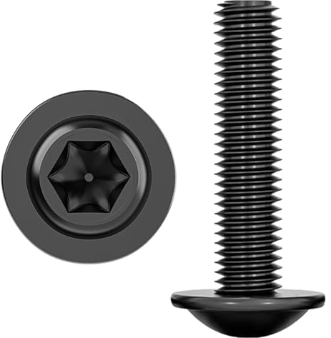 ORTAVA 20 Stück M6 x 25 Schrauben, Linsenkopfschrauben, Torx Schrauben, Schwarz Schrauben mit Flansch und Bund, Edelstahl A2 V2A Vollgewinde für Tischbeine Fahrzeugbau Holz Gerüst