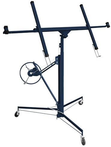 Ollewiellan Lève-plaque XXL - Pour construction sèche jusqu'à 68 kg maximum - Pour plaques de plâtre de 140 à 350 cm - Hauteur de travail réglable en hauteur - Largeur maximale du bras de charge : 294