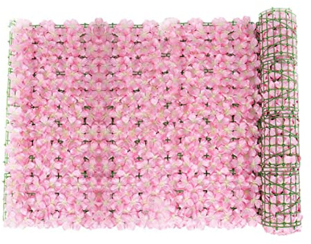 Venanza de flores artificiales enrejado, proyección de la cerca artificial con flores de 50x300 cm, valla de privacidad de la pared del jardín, enrejado de flores artificiales, paneles de cerca de ja