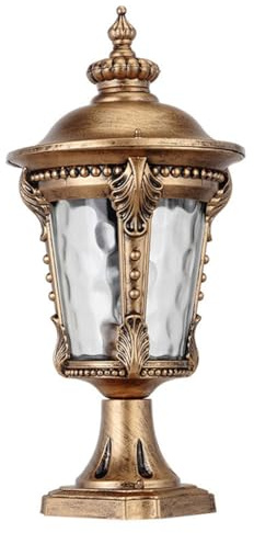 CWVYKNP Outdoor Post Light Rust Bronze Pole Light Fixture with Pier Mount Base Water Glass Glass Column Pedestal Light Industrial Pole Lantern Lighting with E26 Socket for Pathway,Garden,Patio