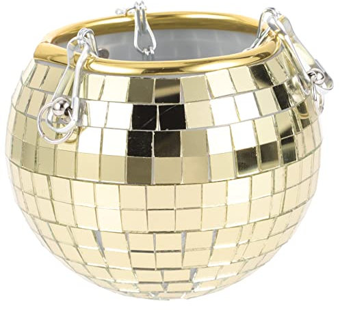 Yardwe Kugeliger Blumentopf umhängelampe pendelleuchte Garten Accessoires Hanging Basket blumenampeln Spiegel Blumentopf Disco-Kugel-Pflanzgefäß zum Aufhängen Blumenhalter Plastik Golden
