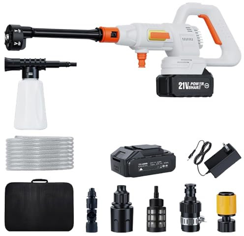 Akku-Hochdruckreiniger für Makita 18V Batterie, 200Bar Bürstenloser Mobile Akku-Hochdruckreiniger mit 2 Akku 3000mAh, 6-IN-1 Düse,12 m Reinigungsreichweite, für Mobilen Reinigung (Akku*1)