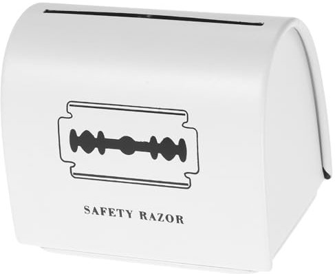 FRCOLOR Caja para Desechar Cuchillas De Afeitar De Metal, Contenedor Desechable De Gran Capacidad, Tamaño Compacto, Sellado Hermético, Almacenamiento Seguro para Baño y Peluquería