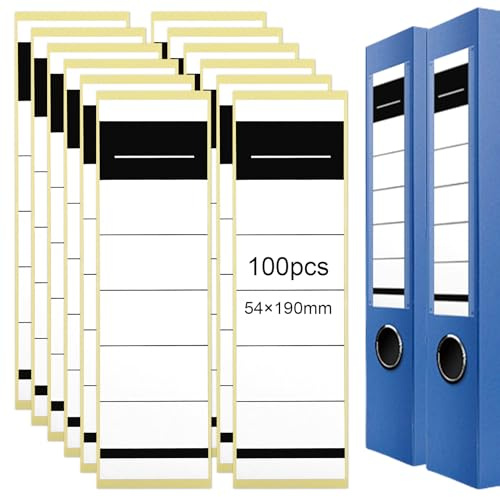 100 Pcs Étiquettes Autocollantes Pour Dos De Classeur, 54 x 190 mm Etiquettes Dossier pour Classeur de 8 cm, Papier Autocollant Pour les Imprimantes, Etiquettes Dossier Longue pour Bureau et école