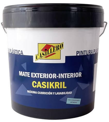 CASILLERO Pintura Plástica Acrílica Mate Blanca 4L y 10L - Alta Cubrición y Blancura - Interior - Aplicación con Brocha, Rodillo o Pistola - Ideal para Viviendas y Naves Industriales (4 Litros)