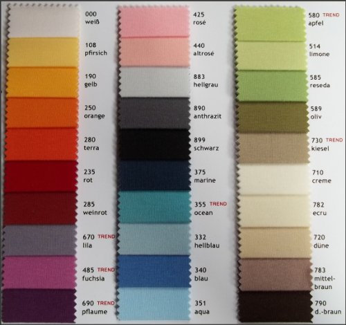 Spannbettlaken Jersey, 180x200 bis 200x200. Farbe WEISS (000) * SANFOR-KNIT * Weitere Farben wählbar: Apfel, Blau, Düne, Dunkelbraun, Ecru, Fuchsia, Hellgrau, Marine, Ocean, Pflaume, Rot, Schwarz, Terra, Weiss ...