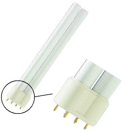 Crompton Lamps CFL PLL 18W 2G11 Dimmable Single Turn L-Type 4000K Cool White Frosted 1206lm 4-Pin Energy Saving Push Fit Compact Fluorescent Dulux-L Biax-L Lynx-L Opal Bright Light Bulb