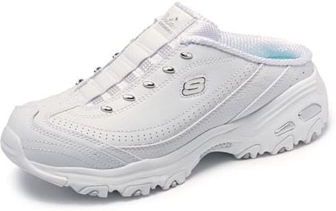 Skechers Sport Women's D'lites Bright Sky Fashion Sneaker, White/Silver, 8 W US