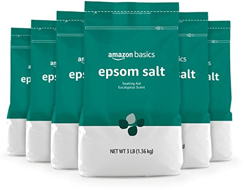 Amazon Basics Epsom Salt Soaking Aid, Eucalyptus Scented, 3 Pound (Pack of 6) (Previously Solimo)