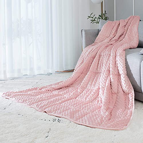ALANSMA Reversible Weighted Blanket for All Season, Luxury Velvet, Warm and Cool, Adult Pink 7Lb Weighted Blanket, Enjoy Sleeping Anywhere(Pink,40x60 7lbs)