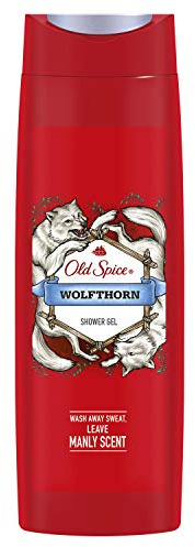 Old Spice Wolfthorn duschgel och schampo för män 400 ml, universell 3-i-1-formel för att tvätta kropp, hår och ansikte, långvarig friskhet, parfymkvalitet, djuprengöring
