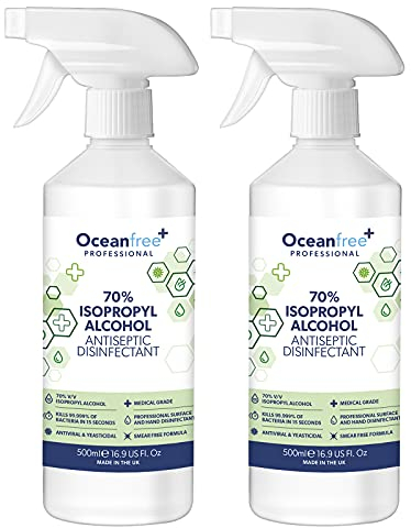 IPA Disinfectant Rubbing Isopropyl Alcohol - 500ml - Kills 99% Bacteria, Germs - Sanitiser Sanitizer (Pack of 2)