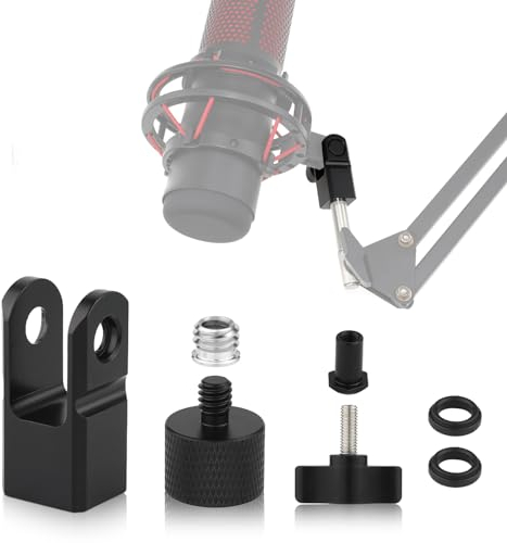 Savita Microphone Mount Adapter for Hyperx Quadcast with 3/8'' or 1/4'' Screw Adapter, Works Stand & Boom Arm Durable Replacement Accessory (Black) (B22265)