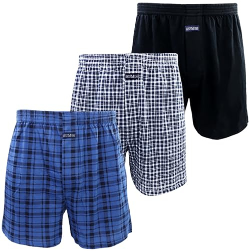 3 Pièces Caleçon Larges Homme 100% Coton Tricot Amples Respirants Ultra Confortables sous-vêtements M - 3XL (M, 3X Mix01)